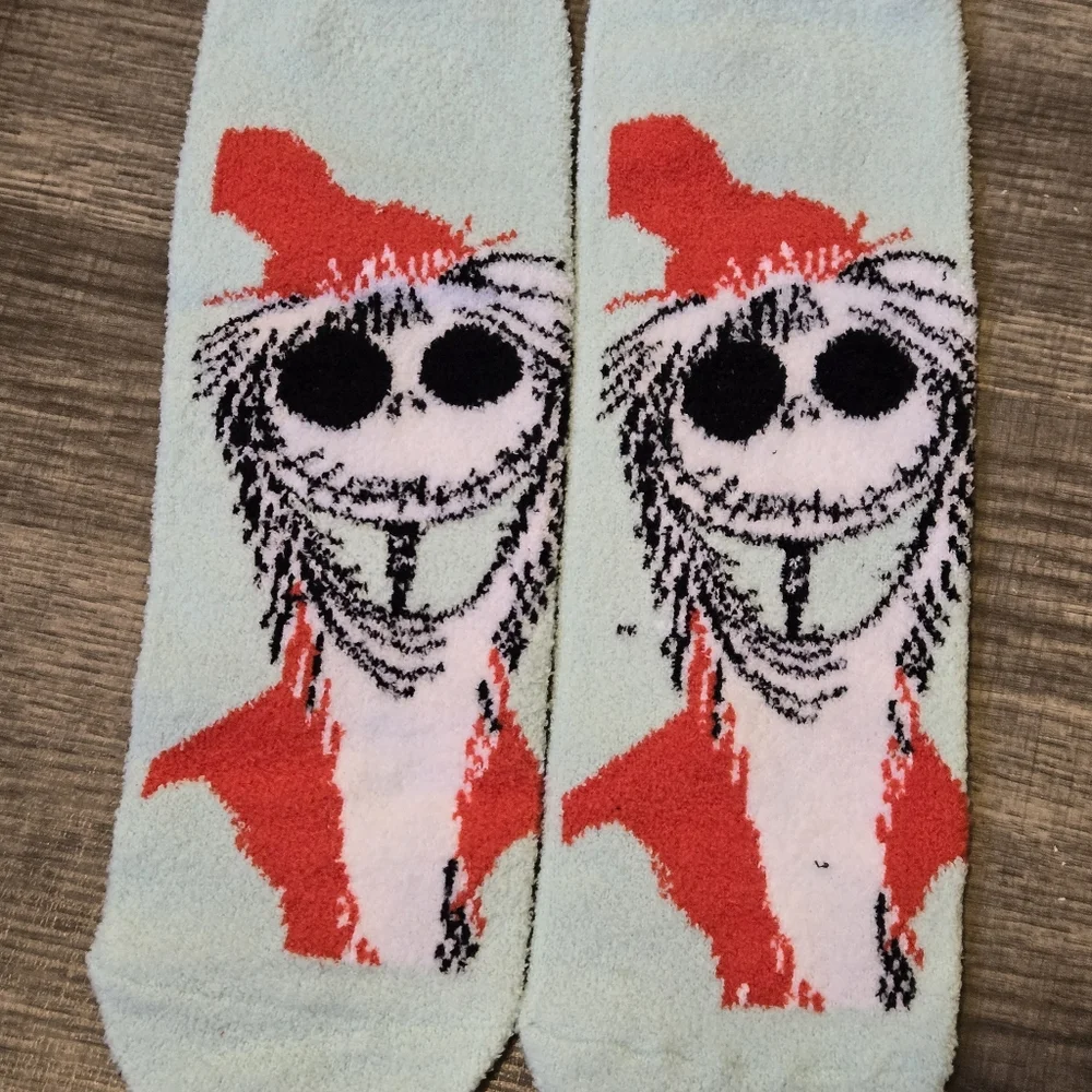 🍒🍒 Jack Skellington Santa Fuzzy Socks